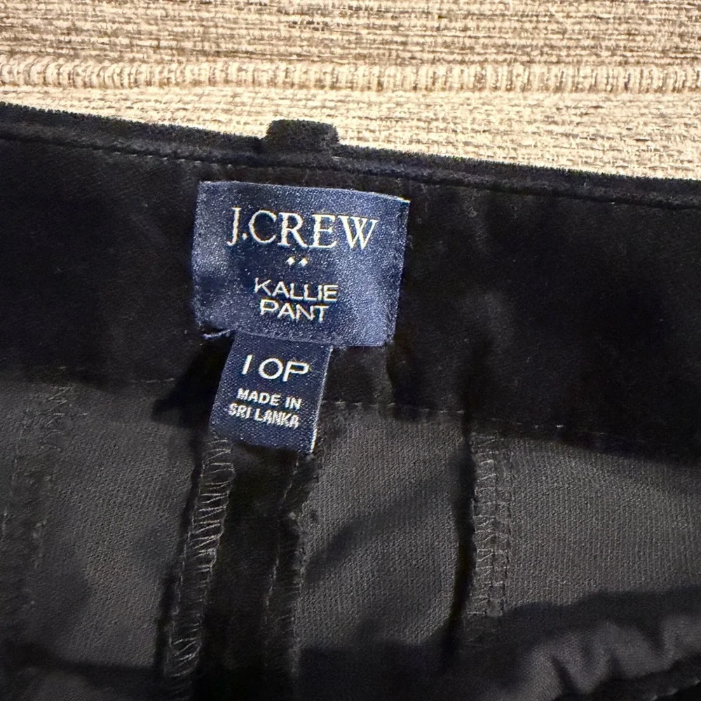 J.Crew Kallie Velvet Pants Black 10P Petite Dress Pants Holiday Party - Picture 4 of 8